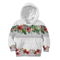 Hawaiian Tropical Flowers and Tribal Polynesian Tattoo Kid Hoodie White Color LT03 Hoodie White - Polynesian Pride