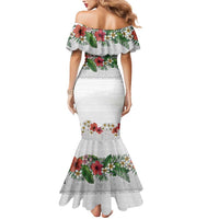 Hawaiian Tropical Flowers and Tribal Polynesian Tattoo Mermaid Dress White Color LT03 - Polynesian Pride
