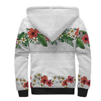 Hawaiian Tropical Flowers and Tribal Polynesian Tattoo Sherpa Hoodie White Color LT03 - Polynesian Pride