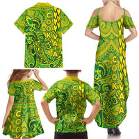 Cook Islands Va'a Polynesian Art Tattoo Family Matching Summer Maxi Dress and Hawaiian Shirt National Color LT03 - Polynesian Pride