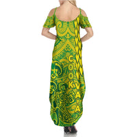 Cook Islands Va'a Polynesian Art Tattoo Family Matching Summer Maxi Dress and Hawaiian Shirt National Color LT03 - Polynesian Pride