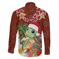 Hawaii Honu Mele Kalikimaka Family Matching Mermaid Dress and Hawaiian Shirt Santa Tropical Flower Aloha Summer Red Version LT03 - Polynesian Pride