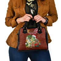 Hawaii Honu Mele Kalikimaka Shoulder Handbag Santa Tropical Flower Aloha Summer Red Version LT03 - Polynesian Pride