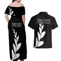 Personalised New Zealand Canoeing Special Jersey Couples Matching Off Shoulder Maxi Dress and Hawaiian Shirt LT03 - Polynesian Pride