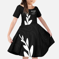 Personalised New Zealand Canoeing Special Jersey Family Matching Tank Maxi Dress and Hawaiian Shirt LT03 Daughter's Dress Black - Polynesian Pride
