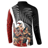 New Zealand Te Matatini Button Sweatshirt Kapa Haka and Silver Fern - Maori Art Pattern