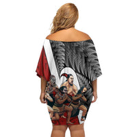 New Zealand Te Matatini Family Matching Off Shoulder Short Dress and Hawaiian Shirt Kapa Haka and Silver Fern - Maori Art Pattern LT03 - Polynesian Pride