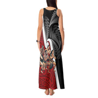 New Zealand Te Matatini Tank Maxi Dress Kapa Haka and Silver Fern - Maori Art Pattern LT03 - Polynesian Pride
