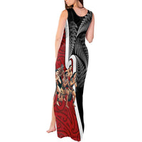 New Zealand Te Matatini Tank Maxi Dress Kapa Haka and Silver Fern - Maori Art Pattern LT03 - Polynesian Pride