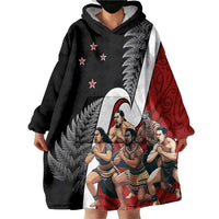 New Zealand Te Matatini Wearable Blanket Hoodie Kapa Haka and Silver Fern - Maori Art Pattern LT03 - Polynesian Pride