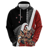 New Zealand Te Matatini Zip Hoodie Kapa Haka and Silver Fern - Maori Art Pattern LT03 - Polynesian Pride