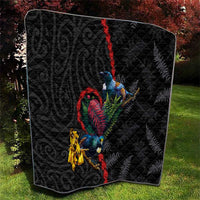 New Zealand Tui Birds Love Couple Quilt The Heart of Silver Fern Leaves and Maori Tattoo Pattern LT03 - Polynesian Pride