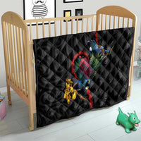 New Zealand Tui Birds Love Couple Quilt The Heart of Silver Fern Leaves and Maori Tattoo Pattern LT03 - Polynesian Pride