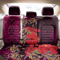 Pasifika Festival Back Car Seat Cover Plumeria Turtles with Hibiscus - Polynesian Art Tattoo Pink Color LT03 - Polynesian Pride