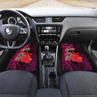 Pasifika Festival Car Mats Plumeria Turtles with Hibiscus - Polynesian Art Tattoo Pink Color LT03 Set 2pcs - Front Pink - Polynesian Pride