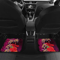 Pasifika Festival Car Mats Plumeria Turtles with Hibiscus - Polynesian Art Tattoo Pink Color LT03 Set 2pcs - Back Pink - Polynesian Pride