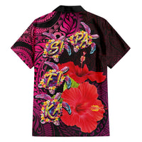 Pasifika Festival Family Matching Tank Maxi Dress and Hawaiian Shirt Plumeria Turtles with Hibiscus - Polynesian Art Tattoo Pink Color LT03 - Polynesian Pride