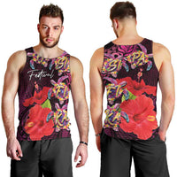 Pasifika Festival Men Tank Top Plumeria Turtles with Hibiscus - Polynesian Art Tattoo Pink Color LT03 - Polynesian Pride