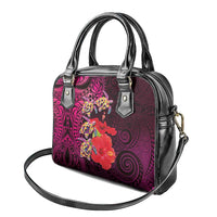 Pasifika Festival Shoulder Handbag Plumeria Turtles with Hibiscus - Polynesian Art Tattoo Pink Color LT03 - Polynesian Pride