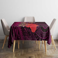 Pasifika Festival Tablecloth Plumeria Turtles with Hibiscus - Polynesian Art Tattoo Pink Color LT03 - Polynesian Pride