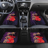 Pasifika Festival Car Mats Plumeria Turtles with Hibiscus - Polynesian Art Tattoo Purple Color LT03 Set 4pcs Purple - Polynesian Pride