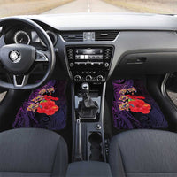 Pasifika Festival Car Mats Plumeria Turtles with Hibiscus - Polynesian Art Tattoo Purple Color LT03 Set 2pcs - Front Purple - Polynesian Pride