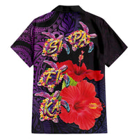 Pasifika Festival Family Matching Off Shoulder Maxi Dress and Hawaiian Shirt Plumeria Turtles with Hibiscus - Polynesian Art Tattoo Purple Color LT03 - Polynesian Pride