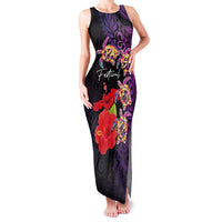 Pasifika Festival Family Matching Tank Maxi Dress and Hawaiian Shirt Plumeria Turtles with Hibiscus - Polynesian Art Tattoo Purple Color LT03 Mom's Dress Purple - Polynesian Pride