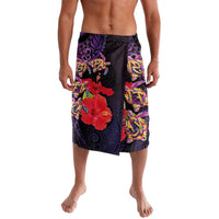 Pasifika Festival Lavalava Plumeria Turtles with Hibiscus - Polynesian Art Tattoo Purple Color LT03 Purple - Polynesian Pride