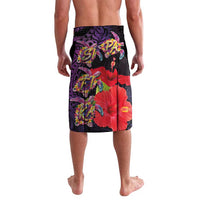 Pasifika Festival Lavalava Plumeria Turtles with Hibiscus - Polynesian Art Tattoo Purple Color LT03 - Polynesian Pride