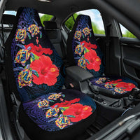 Pasifika Festival Car Seat Cover Plumeria Turtles with Hibiscus - Polynesian Art Tattoo Dark Navy Color LT03 One Size Dark Navy - Polynesian Pride