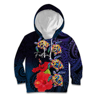 Pasifika Festival Kid Hoodie Plumeria Turtles with Hibiscus - Polynesian Art Tattoo Dark Navy Color LT03 Hoodie Dark Navy - Polynesian Pride