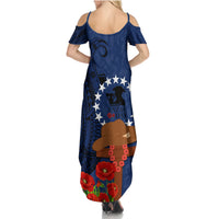 Cook Island ANZAC Day Family Matching Summer Maxi Dress and Hawaiian Shirt Soldier Paying Respect We Shall Remember Them LT03 - Polynesian Pride