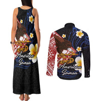 American Samoa Flag Day Couples Matching Tank Maxi Dress and Long Sleeve Button Shirt Polynesian Tatau Art and Plumeria LT03 - Polynesian Pride