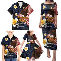 American Samoa Flag Day Family Matching Puletasi and Hawaiian Shirt Polynesian Tatau Art and Plumeria LT03 - Polynesian Pride