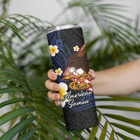 American Samoa Flag Day Skinny Tumbler Polynesian Tatau Art and Plumeria LT03 - Polynesian Pride