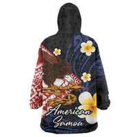 American Samoa Flag Day Wearable Blanket Hoodie Polynesian Tatau Art and Plumeria LT03 - Polynesian Pride