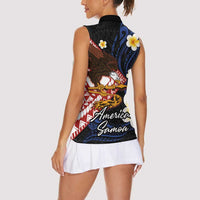 American Samoa Flag Day Women Sleeveless Polo Shirt Polynesian Tatau Art and Plumeria LT03 - Polynesian Pride