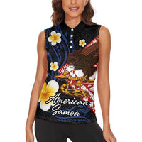 American Samoa Flag Day Women Sleeveless Polo Shirt Polynesian Tatau Art and Plumeria LT03 - Polynesian Pride
