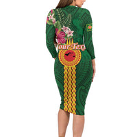 Personalised Manuʻa Islands Family Matching Long Sleeve Bodycon Dress and Hawaiian Shirt Polynesian Style with Rooster Tattoo and Tropical Plants LT03 - Polynesian Pride