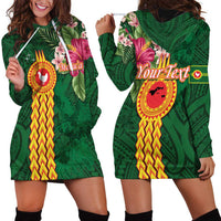 Personalised Manuʻa Islands Hoodie Dress Polynesian Style with Rooster Tattoo and Tropical Plants LT03 - Polynesian Pride