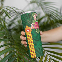 Personalised Manuʻa Skinny Tumbler Polynesian Style with Rooster Tattoo and Tropical Plants LT03 - Polynesian Pride