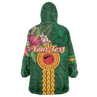 Personalised Manuʻa Islands Wearable Blanket Hoodie Polynesian Style with Rooster Tattoo and Tropical Plants LT03 - Polynesian Pride