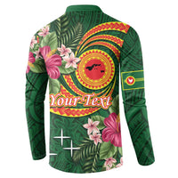 Manuʻa Islands Button Sweatshirt Polynesian Art Tattoo Style and Tropical Plants