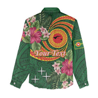 Personalised Manuʻa Islands Women Casual Shirt Polynesian Art Tattoo Style and Tropical Plants LT03 - Polynesian Pride