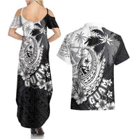 Hafa Adai Guam Couples Matching Summer Maxi Dress and Hawaiian Shirt Polynesian Palm Tree Tattoo Hibiscus and Plumeria Art LT03 - Polynesian Pride