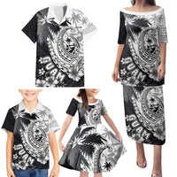 Hafa Adai Guam Family Matching Puletasi and Hawaiian Shirt Polynesian Palm Tree Tattoo Hibiscus and Plumeria Art LT03 - Polynesian Pride