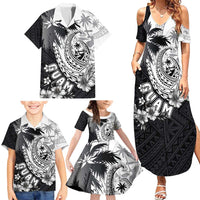 Hafa Adai Guam Family Matching Summer Maxi Dress and Hawaiian Shirt Polynesian Palm Tree Tattoo Hibiscus and Plumeria Art LT03 - Polynesian Pride