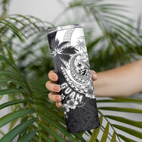 Hafa Adai Guam Skinny Tumbler Polynesian Palm Tree Tattoo Hibiscus and Plumeria Art LT03 - Polynesian Pride