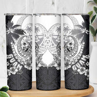 Hafa Adai Guam Skinny Tumbler Polynesian Palm Tree Tattoo Hibiscus and Plumeria Art LT03 - Polynesian Pride